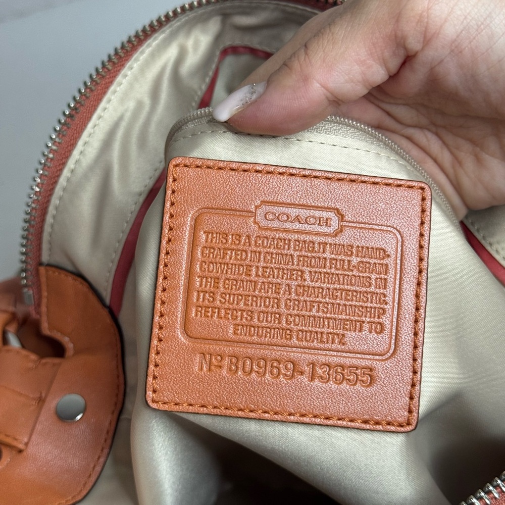 Coach Burnt Orange Leather Shoulder Bag Hobo Style Purse #13655 - Picture 11 of 13